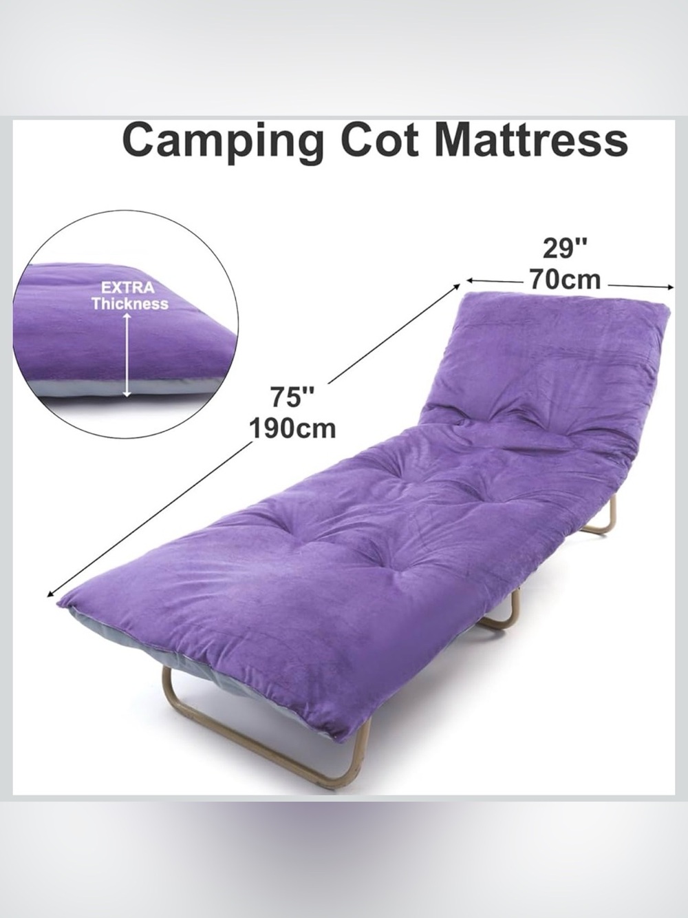 New Purple Velvet Thick Fluffy Camping Cot Mat Cover Mattress Pad